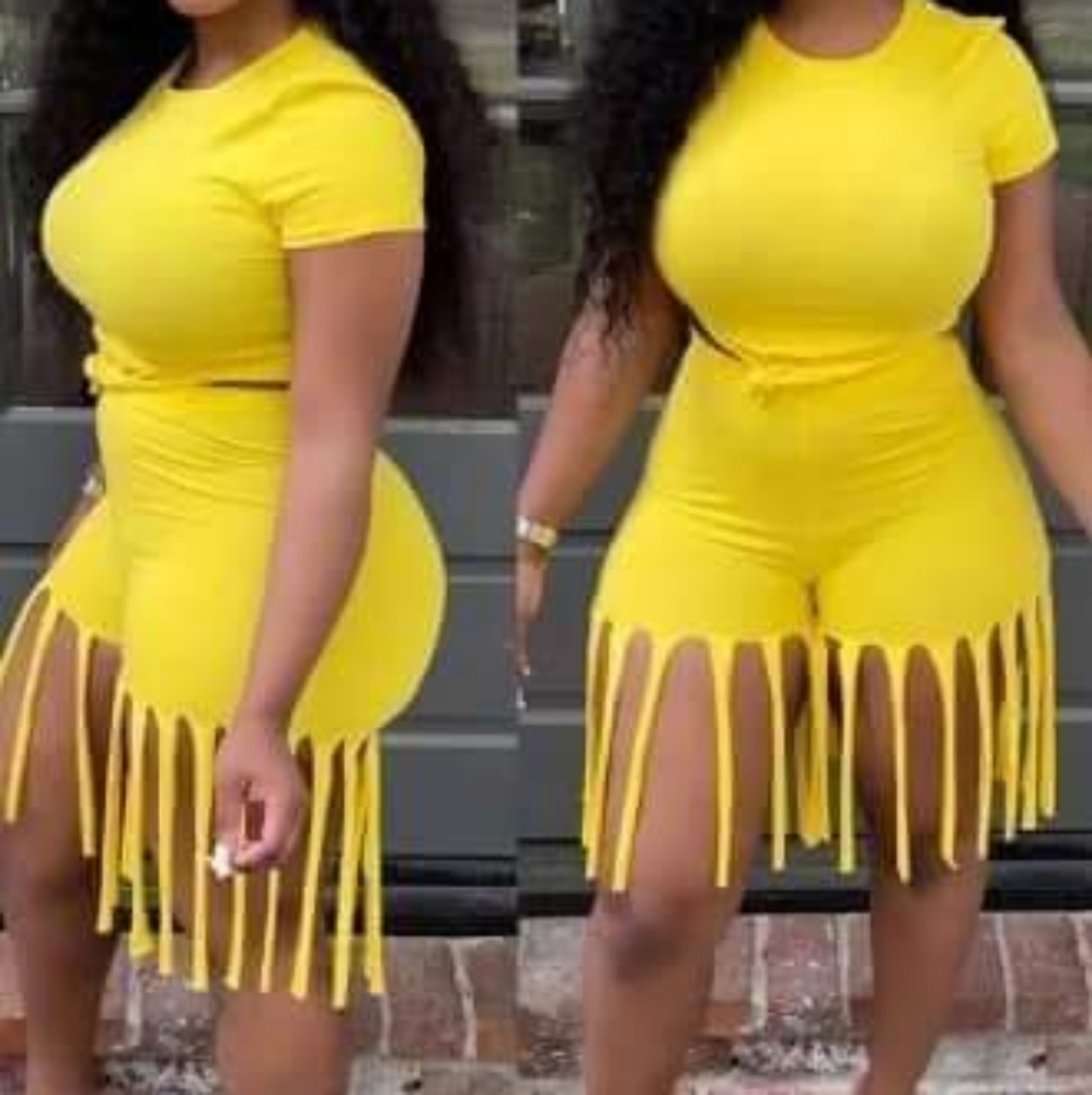 2pc fringe shortset
